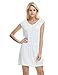 LAPAYA Women's Swim Beach Dress Deep V Neck Open-Back Beach Cover Up Beach Skirt, White, 8-10