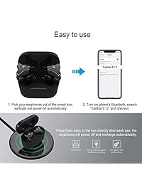Verdaderos auriculares inalámbricos, Bluetooth 5.0 Auriculares inalámbricos Estéreos para graves profundos Sonido con cancelación de ruido Sweatproof TWS Auriculares con micrófono, Micrófono incorporado Auriculares inalámbricos en la oreja con Qi portátil