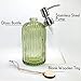 JASAI 18 Oz Soap & Lotion Glass Dispenser Rust Proof Stainless Steel Pump, Refillable Lotion Dispenser for Bathroom Kitchen Home, Premium Bathroom Soap Dispenser As Bathroom Accessories (Clear Green)