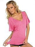 Kavio! Women Snow Jersey V Neck Raglan Dolman Sleeve W. Shoulder Slits