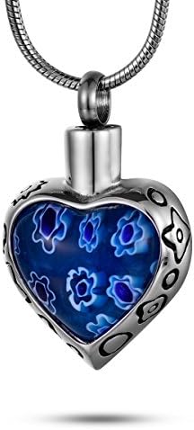 FCZDQ Ashes Necklace Holder Love Forever Birthstone Urn Pendant Memorial Keepsake CremationJewelry, Blue