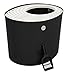 IRIS USA Cat Litter Box, Top Entry Litter Box with Scoop, Black & White, Large