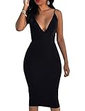 Ninimour Women's Backless Spaghetti Strap Bodycon Package Hip Dress