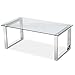 Topeakmart Modern Design Cocktail Coffee Table Tempered Glass Top with Chrome Finish Legs Living Room Furniture