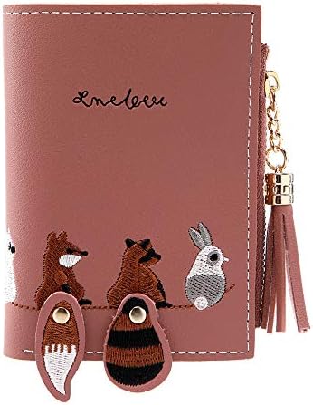 Ghazzi Women Wallet Teen Girls Cute Fox Tassel Coin Purse Short Wallet Card Holder Clutch Purse Handbag Red