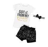Morecome Baby Girl Letter T shirt Pants Headband Outfits (2T, White)