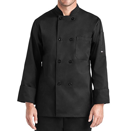 Men's Long Sleeve Chef Coat - Professional Kitchen Uniform With 10 Buttons & French Cuffs