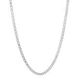 Solid 925 Sterling Silver 2mm Squared Box Link Italian Crafted Chain, 22
