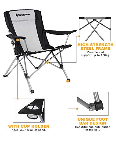 KingCamp Campingstuhl Angelstuhl Klappstuhl mit integriertem Getränkehalter und ergonomischer Rückenlehne – Bild 6