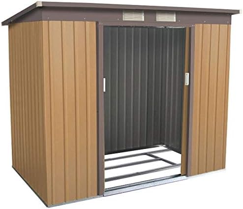 Cypress Shop Gartenschuppen 122 X 2 1 M Fur Den Aussenbereich Gartenhaus Schiebetur Metallrahmen Khaki Amazon De Garten