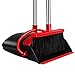 UDAODFA Premium Broom and Dustpan Set with Long Handle, Self-Cleaning Broom Bristles Ideal for Kitchen, Home and Lobby Broom and Dustpan Combo (Orange)
