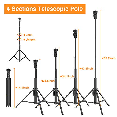 Selfie Stick Tripod, 52" Extendable Phone Camera Selfie Stick with Tripod Stand & Rechargeable Wireless Remote for iPhone Xs X 6 7 8/ Huawei/Samsung Galaxy S9 Note8/ Xiaomi/GoPro/Android Phones - Thumbnail 2