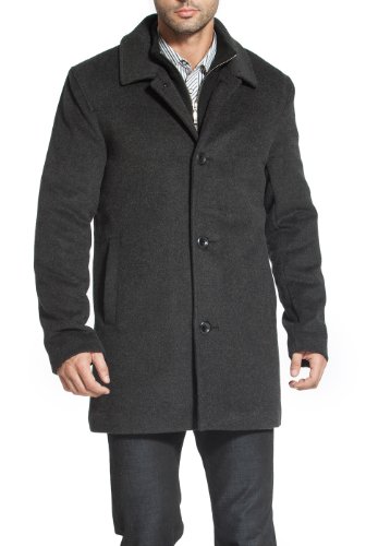 MODERM Men's 'Justin' Cashmere Blend Car Coat - Charcoal XXL