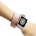 Wearlizer Genuine Leather Watch Band Replacement Strap w/Metal Clasp for Apple Watch All Models Double Tour Design - 38mm Pink
