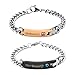 Jovivi Personlized Custom 2pcs His Beauty/Her Beast Couple Bracelet Men Women Stainless Steel Cubic Zirconia Matching Bracelets Set for Lover Boyfriend Girlfrind Valentine Gifts w/Gift Box