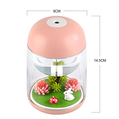 Loneyshow Micro Landscape humidifier Diffuser 180ml Cool Mist Humidifier with Adjustable Mist Mode, Waterless Auto Shut-off (Pink) - Thumbnail 5