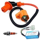 High Performance Racing Ignition Coil for Chinese 50cc 125cc 150cc Gy6 Moped Scooter ATV Go Kart with 6 Pins CDI and 3 Electrode Spark Plug
