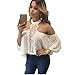 Laimeng Blouse,Women Chiffon Off Shoulder Chocker Neck Long Sleeve Loose T Shirt Tops Blouse
