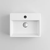 iBathUK Aventa Wall Hung Cloakroom Basin 39cm Square Ceramic Sink Gloss White view 5