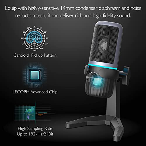 USB Microphone, JOUNIVO Condenser Mic for PC/Laptop with Volume Control