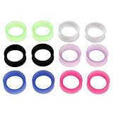 PiercingJ 12pcs Ultra Thin Silicone Double Flared Flexible Tunnel Ear Stretching Plug Gauge - 6 Pairs