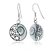 925 Sterling Silver Shiva Eye Shell Inlay Yin Yang Dangle Hook Earrings