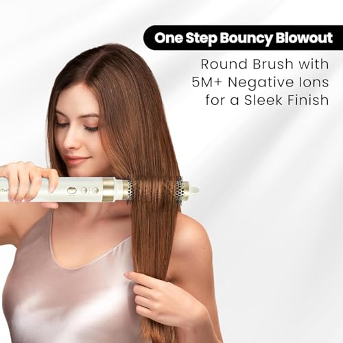 GLAMUP Dual Voltage 6-in-1 Hot Air Styler & Hair Dryer Brush, Long-Lasting & No Heat Damage, Patented Golden Temp, 110K RPM & Negative Ions for Frizz-Free Fast Drying, Curling, Volumizing & Diffusing, for Curly & Thick Hair,Gift Set