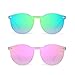 Mirrored Rimless Sunglasses Reflective One Piece Round Eyeglasses for Women Men 2 Pack (Green & Pink)