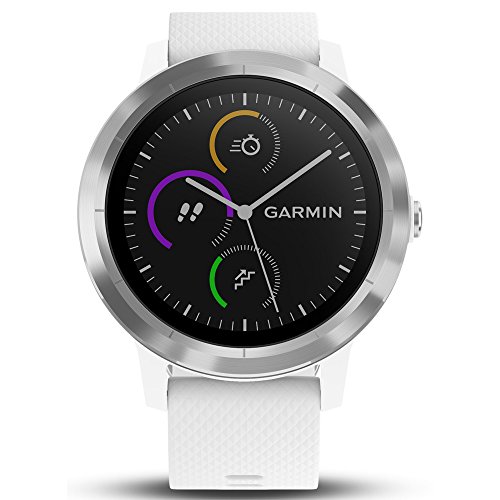 Beach Camera Garmin 010-01769-21 Vivoactive 3 GPS Fitness Smartwatch (White & Stainless) + 1 Year Extended Warranty