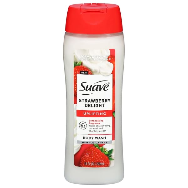 SUAVE, UPLIFTING STRAWBERRY DELIGHT BODY WASH, 18 OUNCE