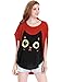 Allegra K Women Cat T Shirt Dolman Sleeve Loose Summer Tops Red S