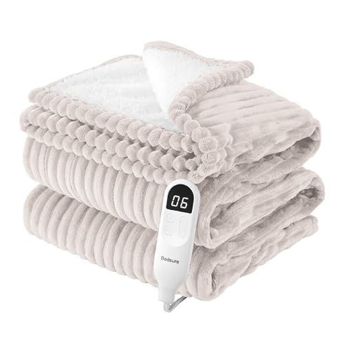Bedsure Heated Blanket Electric Twin - Soft Ribbed
