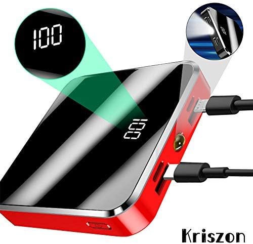Mini Power Bank Portable Charger 10000mAh, Dual USB Port Portable Charger 2A High-Speed Charge High Capacity with LCD Digital Display 2 USB Output for Smart Phone, Android Phone, Tablet etc (red)