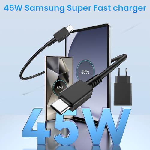 45W Fast Charging Charger, 2 Pack USB C Fast Charger with 2M Cable for Samsung Galaxy S26/S25/S24/S23/S22/S21/S20/Ultra/Note20/A73/A55/A54, Type C Plug Charging Head Plug Adapter Corrient
