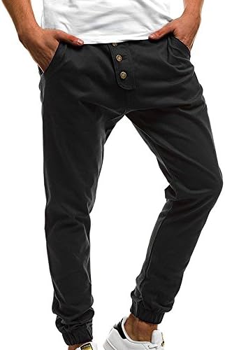 Beikoard 50% Only Fashion Men's Sport Pure Color Button Casual Loose Sweatpants Drawstring Pant