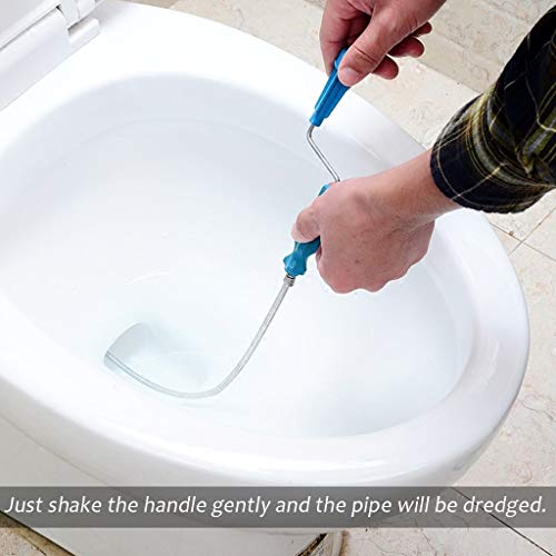 Sinwo Home Bathroom Sink Hair Cleaning Hooks Sink Dredge Drain Clog Remover Cleaning Tools for Kitchen Sink Bathroom Tub Toilet Clogged Drains Dredge Pipe Sewers (Blue) - Thumbnail 2