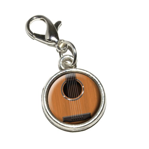 Graphics and More Acoustic Guitar Strings Antiqued Bracelet Pendant Zipper Pull Charm with Lobster Clasp