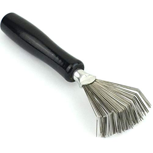 BLUPLE Hair Brush and Comb Cleaner with Wooden Handle, Metal Wire Rake