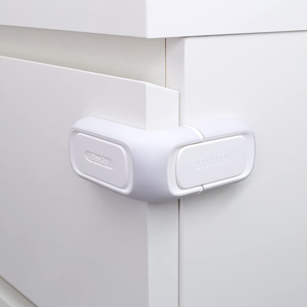 BeeGo® 4-Pack Baby Drawer Safety Lock, Child Proof Cupboard Locks, and Baby Proof Drawer Locks - Secure and Reliable Baby proofing Cupboard Locks for Children. No Drilling Require Cabinet Lock