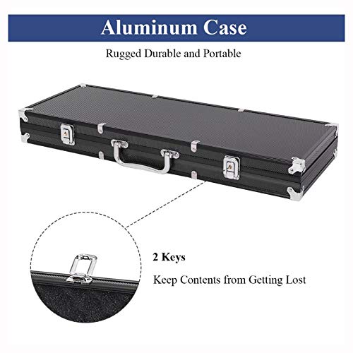 Poker Chip Carrier & Tray, Texas Holdem Cards with 500 Jetton and Dice in Aluminum Case, Silver - Thumbnail 5