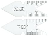 Starrett C396 Whitworth Or English Standard 55 Degree Center Gauge, Satin Chrome Finish