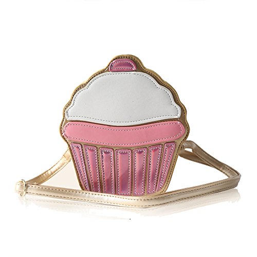 LUI SUI-Kid s Gift Yummy famous cupcake design girl cross-body bag children attractive popcorn party small shoulder bag C53 (Gold)