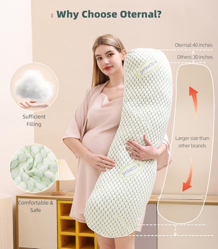 Oternal Pregnancy Pillow for Pregnant Women, Soft Pregnancy Body Pillow, Support for Back, Belly, Hips, Legs, Maternity Pillow with Detachable and Adjustable Pillow Cover