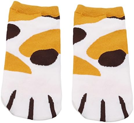 kemai Cute Cat Paws Socks Cartoon Cats Claws Ankle Short Socks Cute Animal Cartoon Socks Sweet Design Womens Girls,Yellow Spots