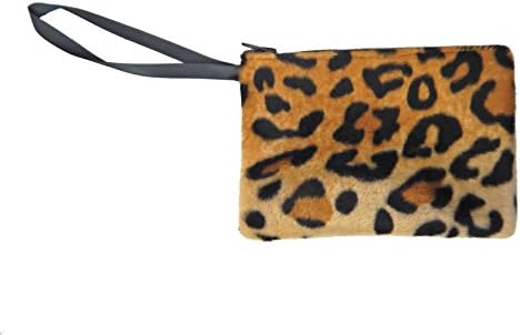 US HANDMADE FASHION Electronic Device Clutch Purse, Wristband Makeup Bag, Cosmetic Bag With "LEOPARD" ANIMAL PRINT PATTERN , NEW, SCB 3005