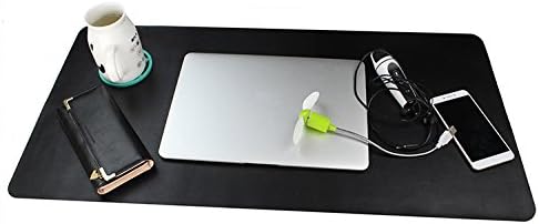 Leather Desk Mat Pad Blotter Protector 31.5" x 15.75" Extended Non-Slip Rectangular Laptop Keyboard Mouse Pad (Black)
