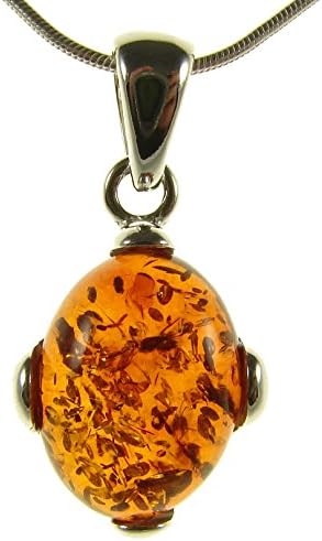 BALTIC AMBER AND STERLING SILVER 925 DESIGNER COGNAC PENDANT JEWELLERY JEWELRY (NO CHAIN)