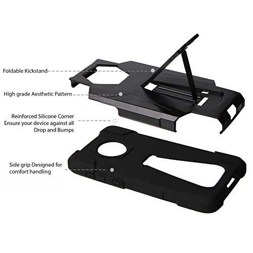 MOTO E5 PLAY CRUISE 5.2" MOTO E5 PLAY 5.2" Case, Trishield Gear Dual layer Hybrid Rugged Black Phone Cover With Built In Kickstand For MOTO E5 PLAY Parasailing - Thumbnail 2