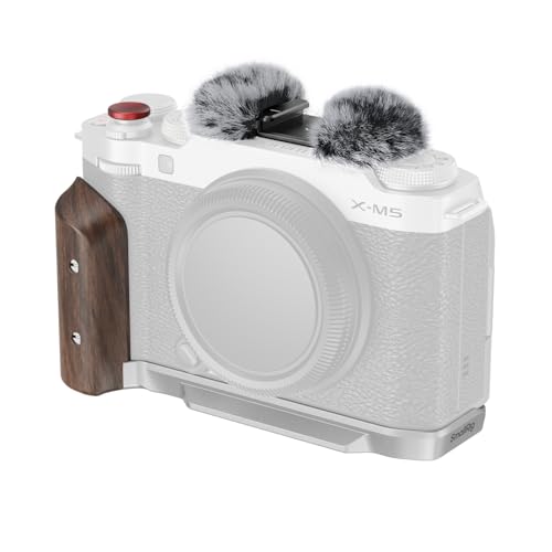 SMALLRIG X-M5 5261 L-Shaped Wood Handle for Fujifilm X-M5, Built-in Quick Release Plate for Ark, Ergonomic Wooden Side Handle, with Ark Hot Shoe Adapter (Silver)