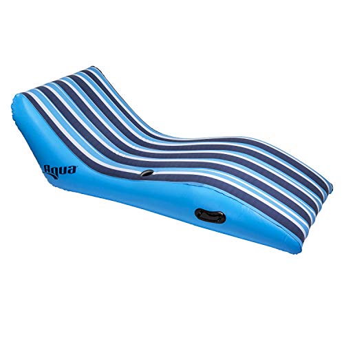 Aqua Ultra Comfort Recliner Lounge, One 1-Person, Heavy Duty, X-Large, Lounge Pool Float, Navy/White Stripe
